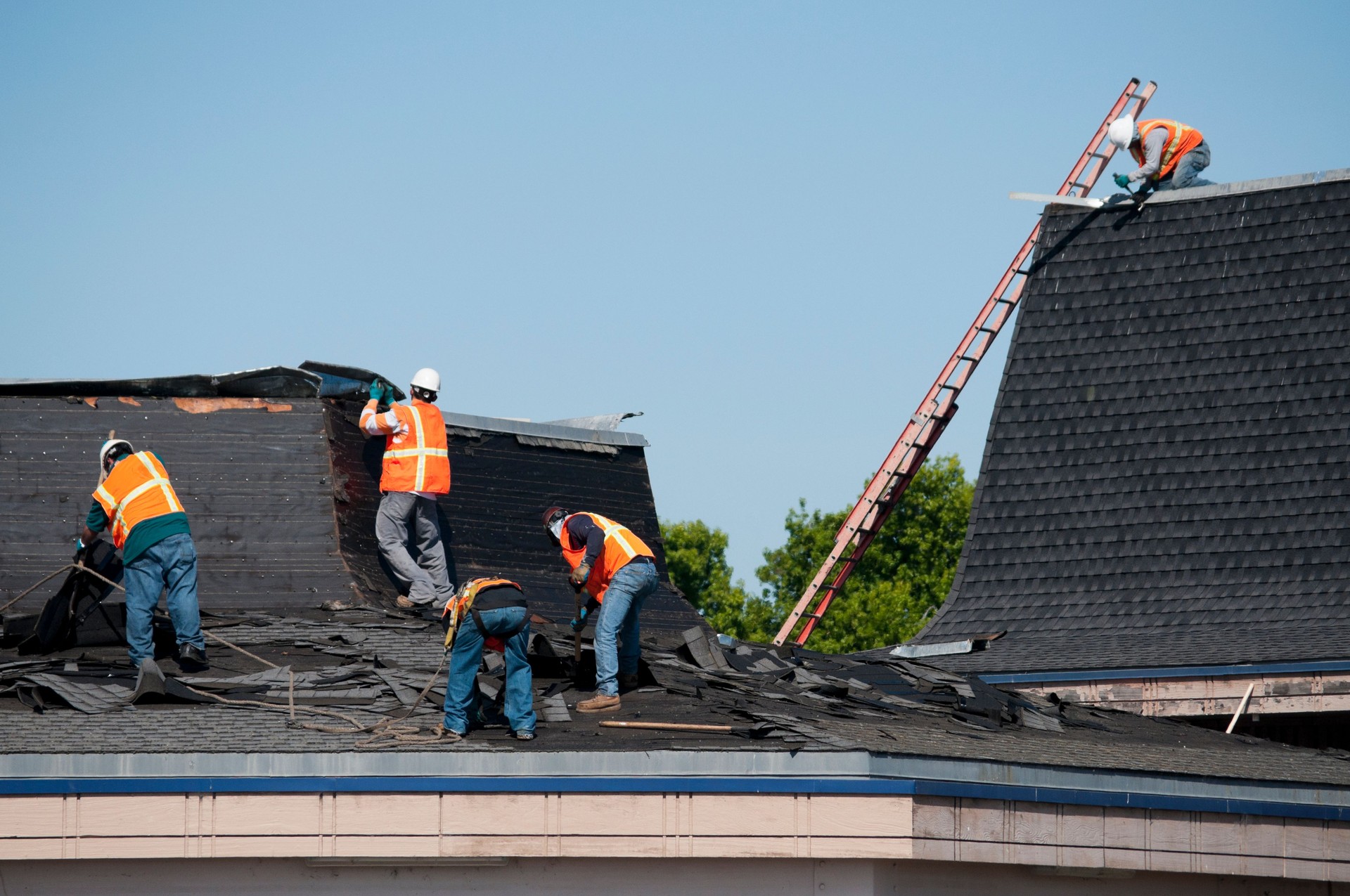 Roofing Crew At Work